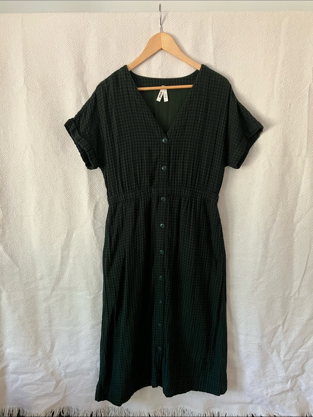 Pact Double Coastal Gauze Gingham Short Sleeve Dress